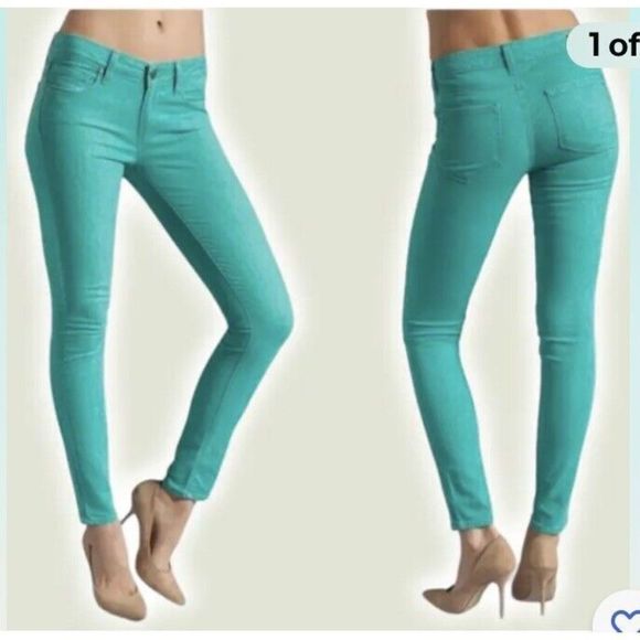 Paige Jeans Women’s 31 Green Denim Verdugo Ultra Skinny Stretch Casual Ladies - Picture 1 of 16
